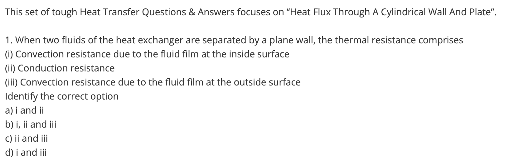 Solved This set of tough Heat Transfer Questions \\& Answers