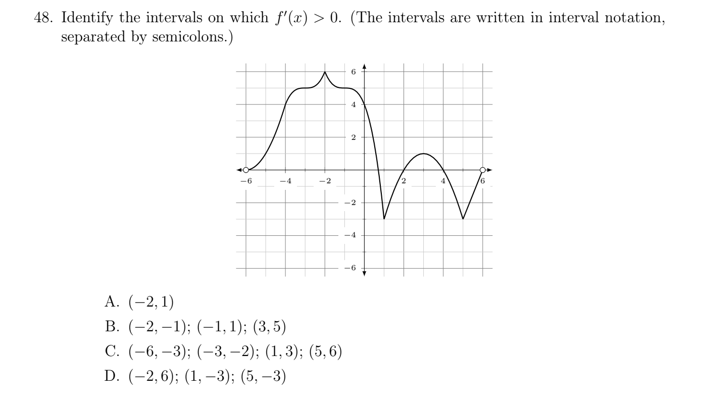 48 Identify The Intervals On Which F X 0 The Chegg Com