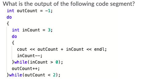 Solved What is the output of the following code segment? int | Chegg.com