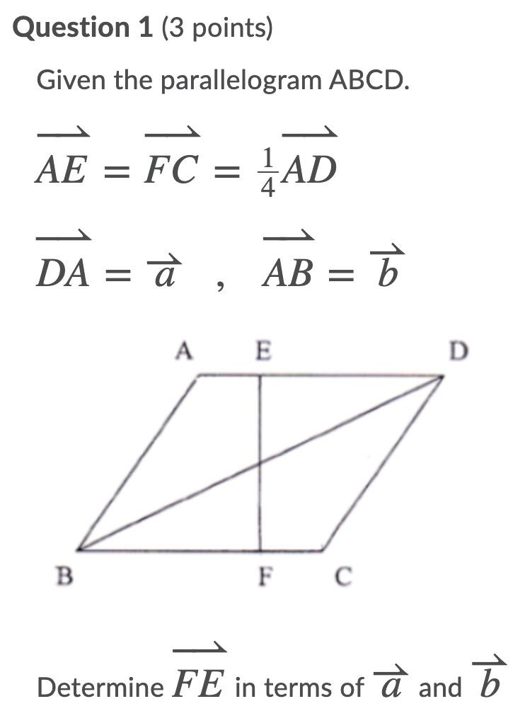 Solved Question 1 3 Points Given The Parallelogram Abcd Chegg Com