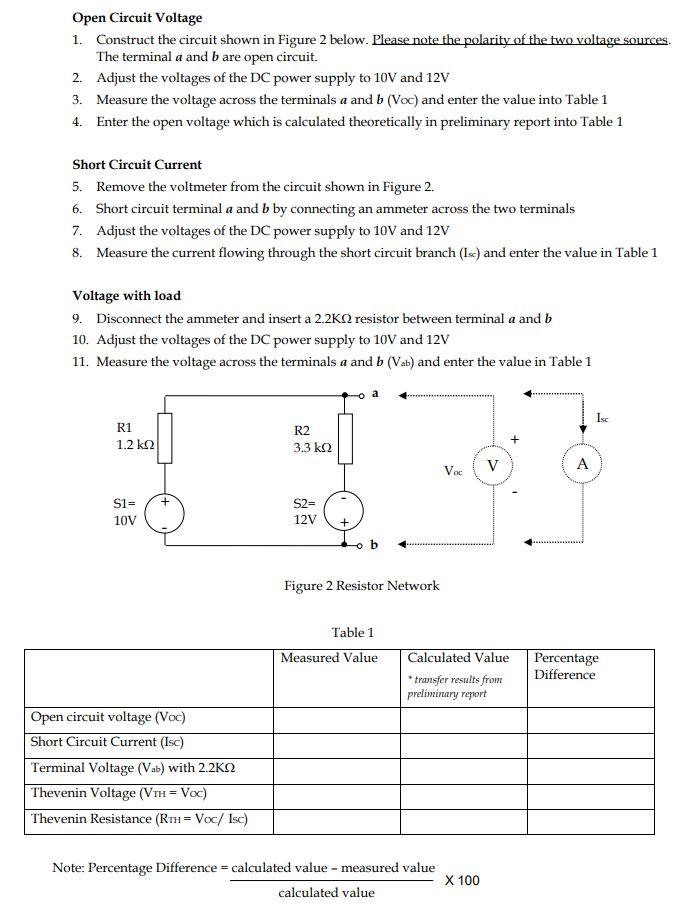 Solved Open Circuit Voltage 1. Construct the circuit shown | Chegg.com