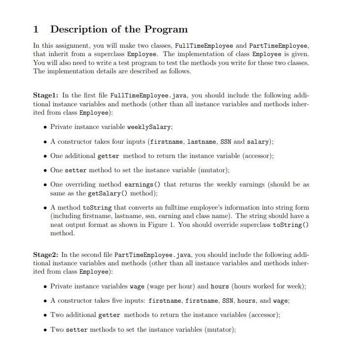 Solved I created the following FullTimeEmployee.java and | Chegg.com