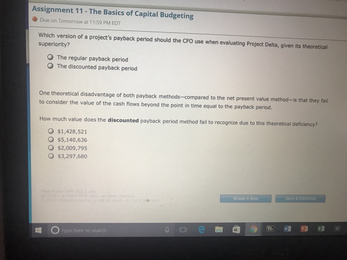 Solved Assignment 11 The Basics of Capital Budgeting Due on | Chegg.com