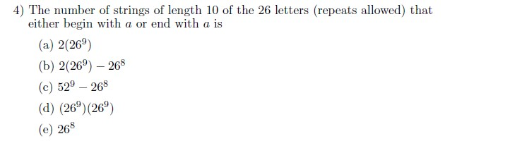 Solved 4) The number of strings of length 10 of the 26 | Chegg.com