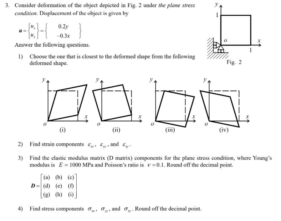 Solved 3. Consider deformation of the object depicted in | Chegg.com