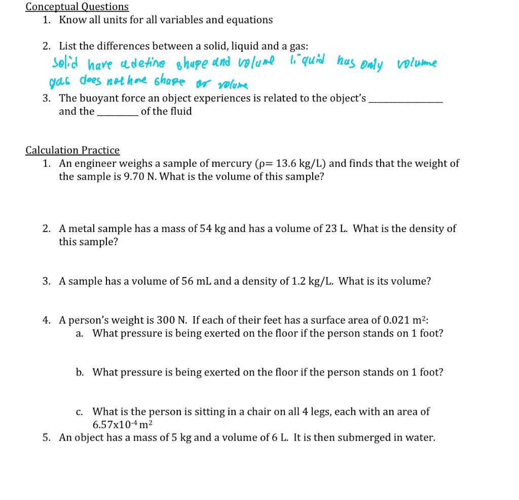 Solved Conceptual Questions 1. Know all units for all