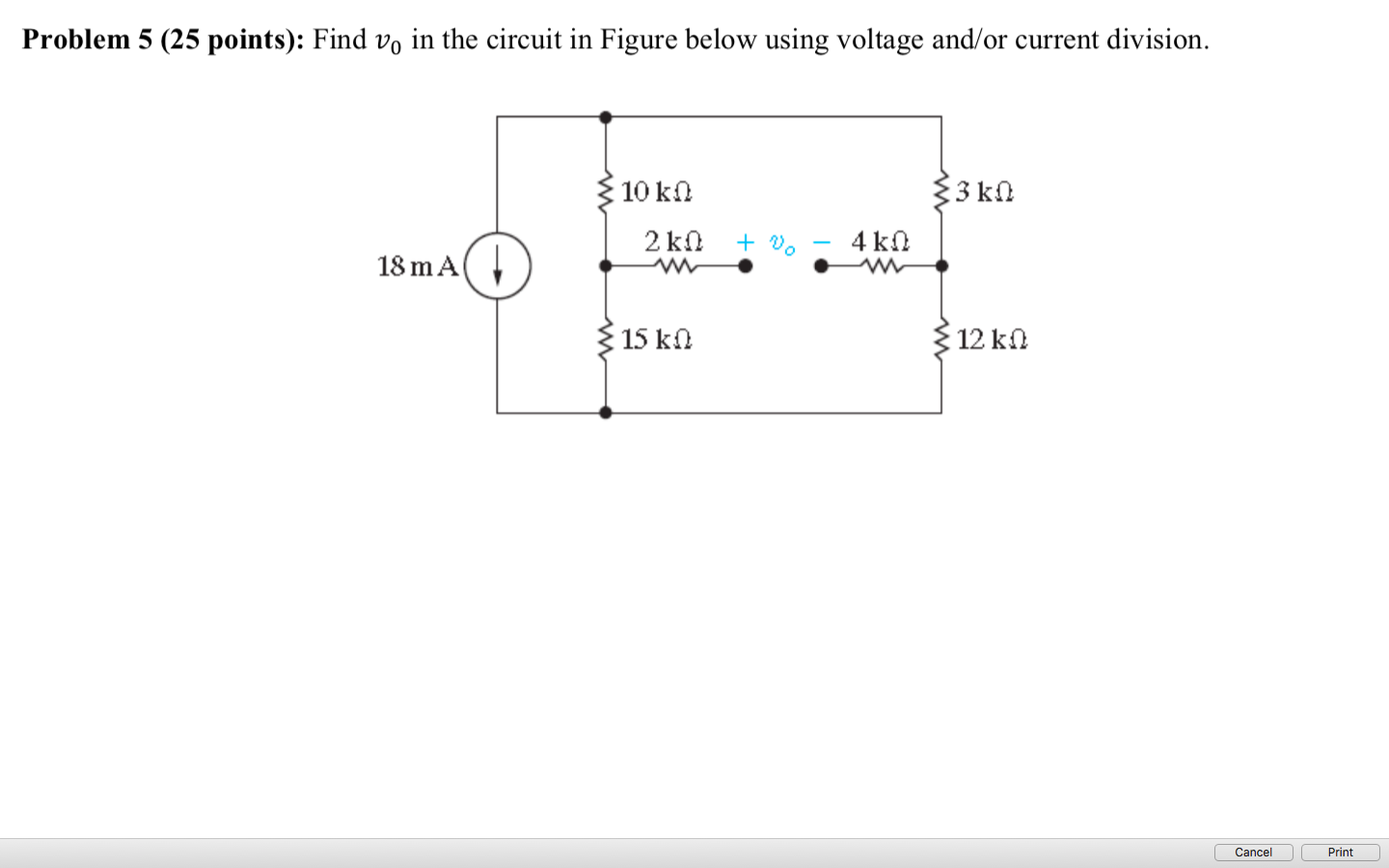 Solved Problem Points Find Vo In The Circuit In Chegg Com