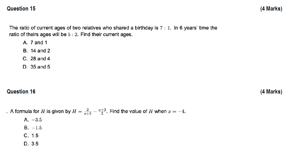 Solved Question 15 The Ratio Of Current Ages Of Two | Chegg.com