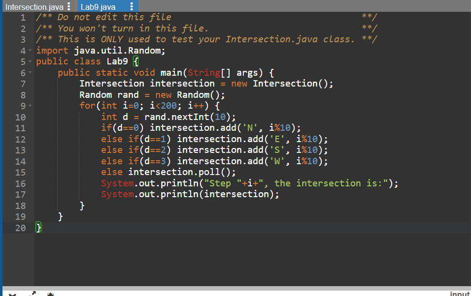 Solved I Have A Java Lab Where I Have An Intersection Chegg Com   Php7cgjlE