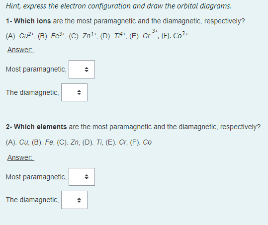 diamagnetic electron configuration