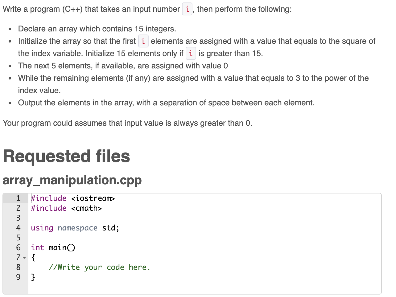 Solved Write a program (C++) that takes an input number i , | Chegg.com