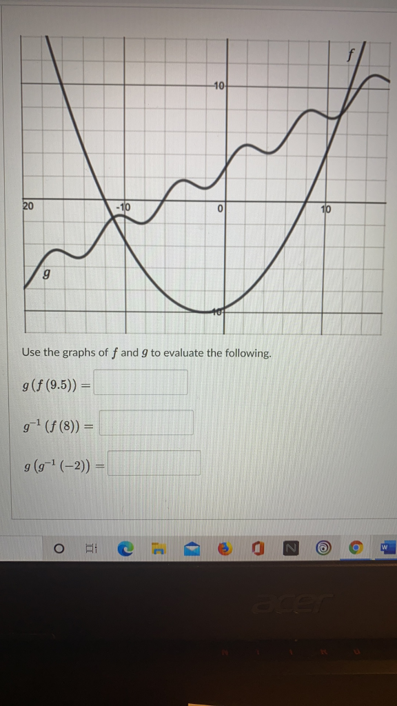 Solved 0. 20 -10 10 g Use the graphs of f and 9 to evaluate | Chegg.com