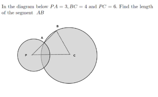 Solved In the diagram below PA 3 BC 4 and PC 6. Find