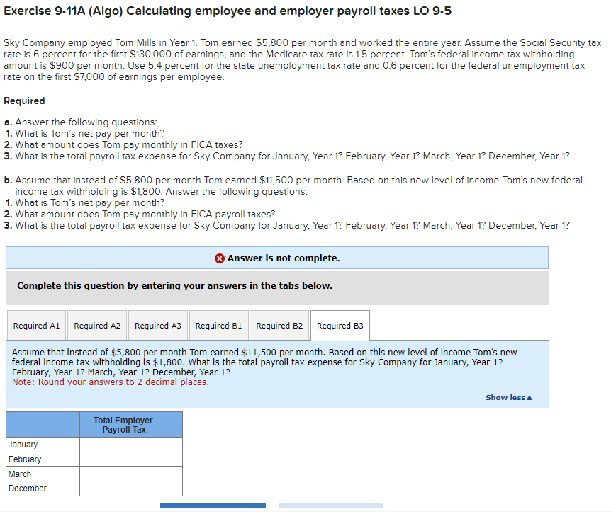 Exercise 9-11A (Algo) Calculating Employee And | Chegg.com