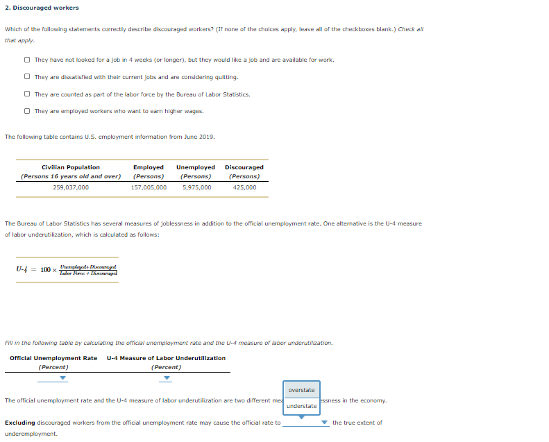 Solved 2. Discouraged Workers Which Of The Following | Chegg.com