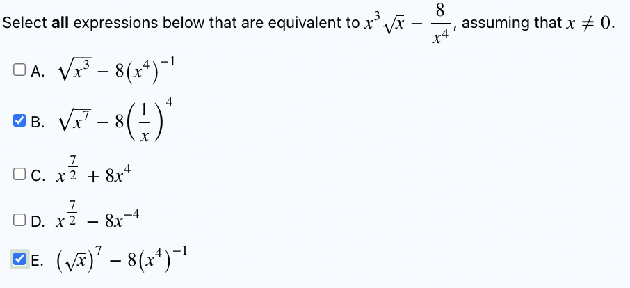 select the equivalent expression 6 4 x 8 7 9