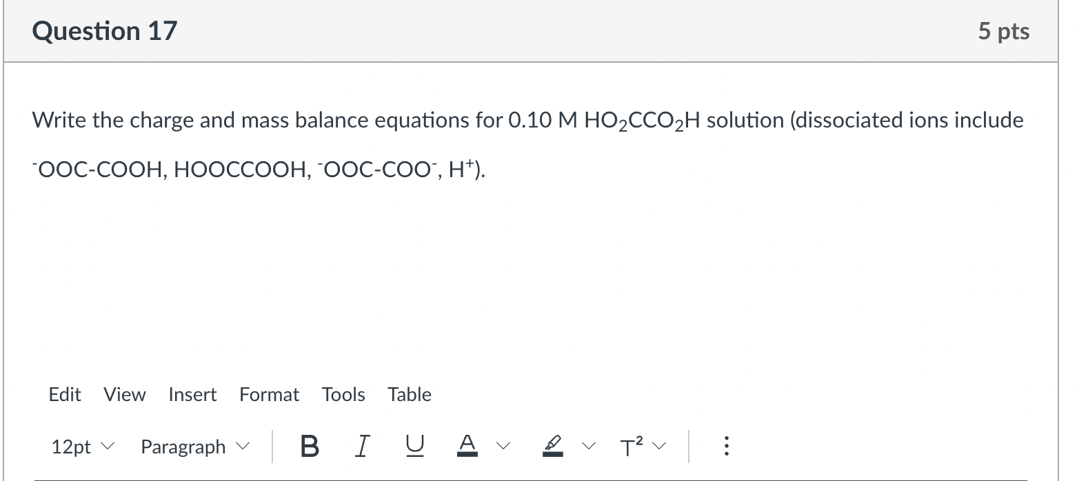 Write The Charge And Mass Balance Equations For | Chegg.com