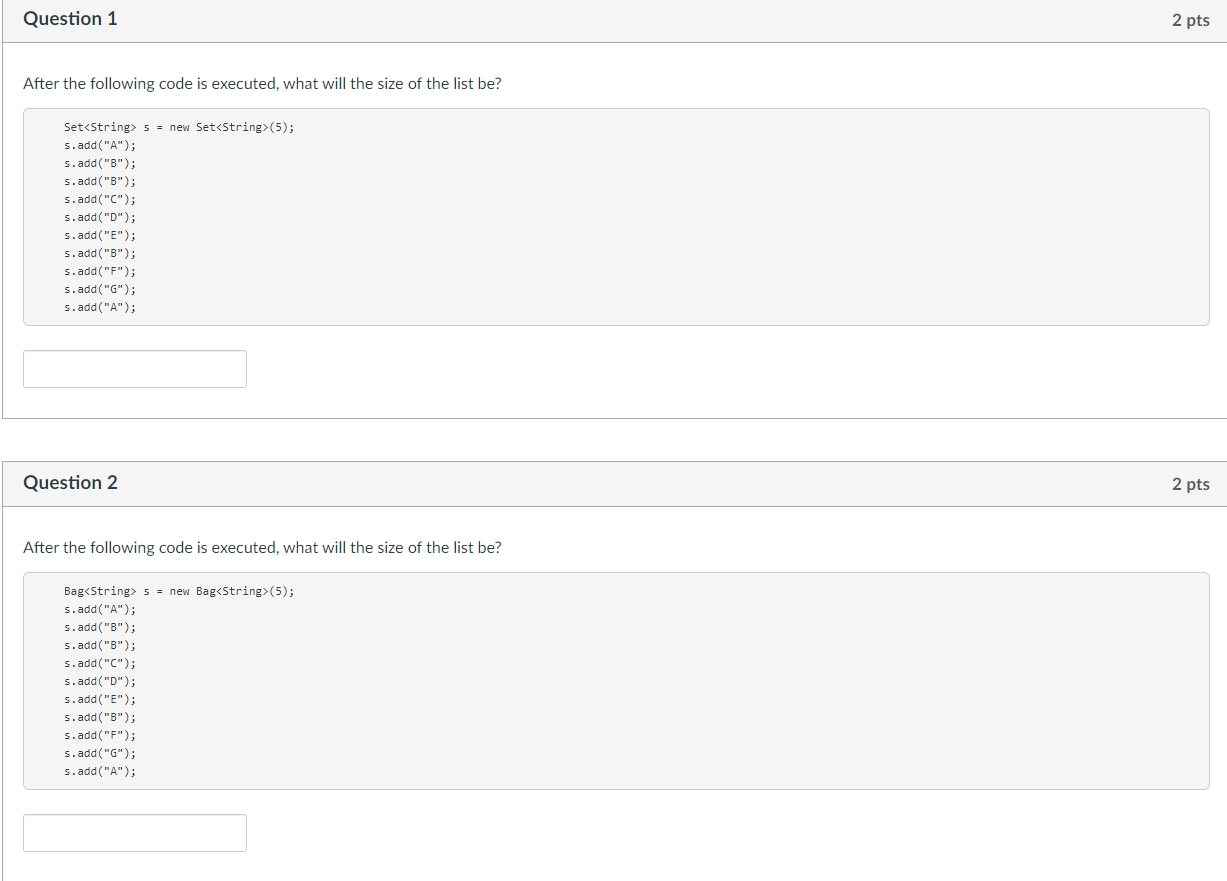 Solved Question 1 2 pts After the following code is | Chegg.com