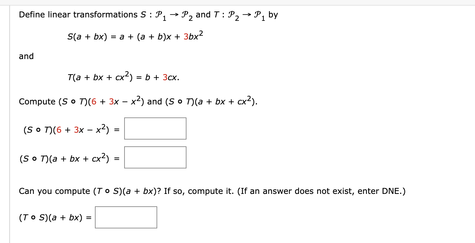 Solved Define Linear Transformations Sp1→p2 And Tp2→p1 By 6282