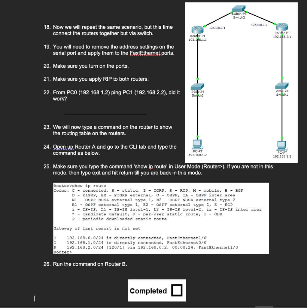 Solved Router Configuration With RIP Via The GUI| | Chegg.com