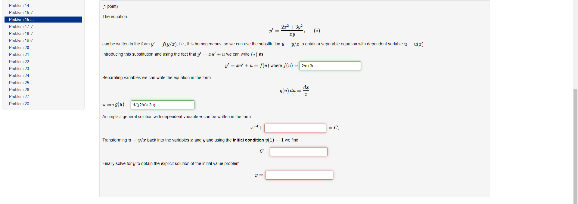 Solved 1 Point The Equation Y 2x 3y Can Be Writte Chegg Com