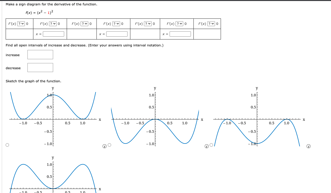 Solved Make a sign diagram for the derivative of the | Chegg.com