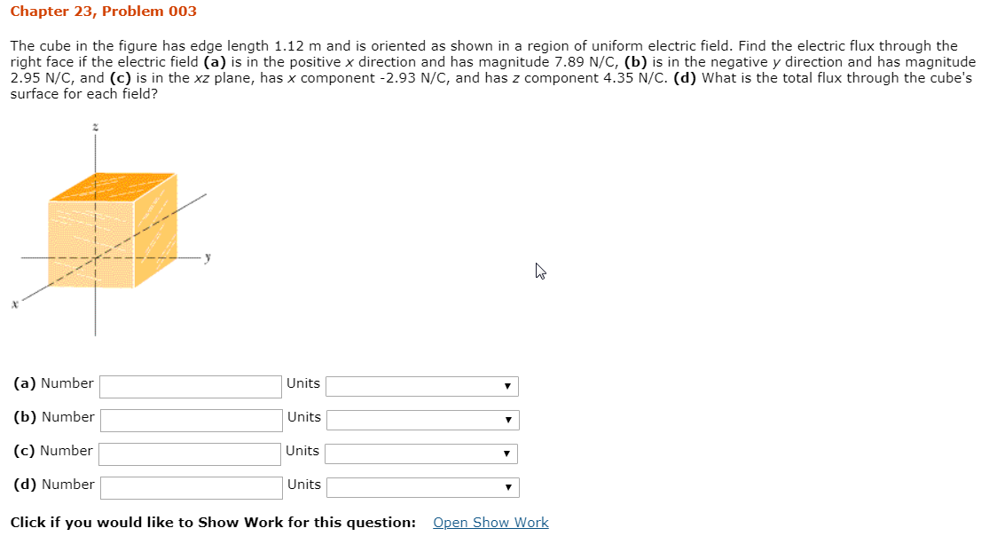 Solved Chapter 23, Problem 003 The Cube In The Figure Has | Chegg.com