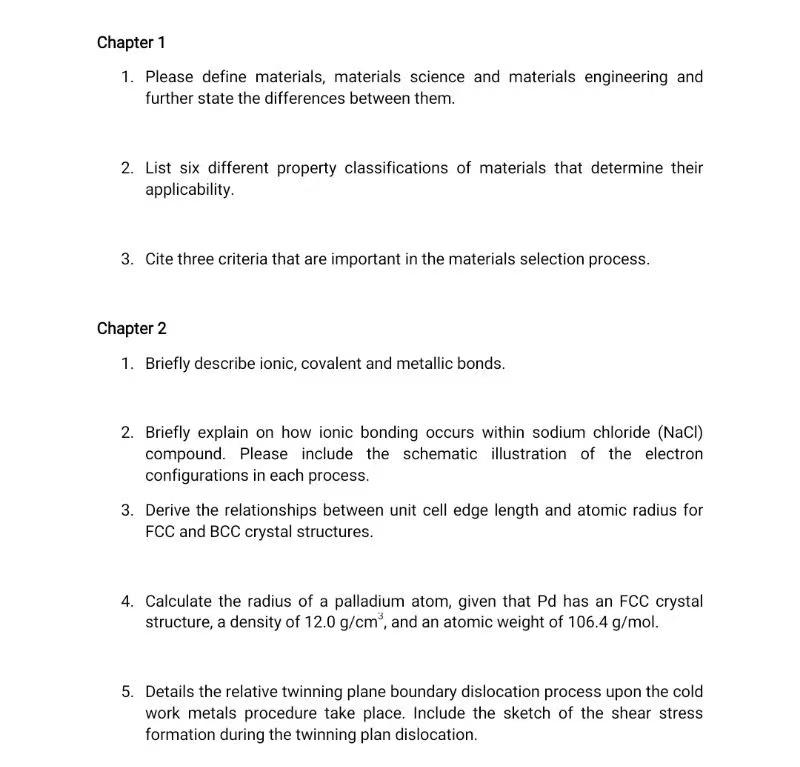 Chapter 1 1. Please define materials, materials | Chegg.com