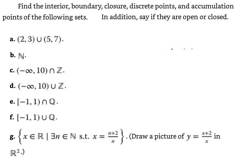 Solved Find the interior, boundary, closure, discrete | Chegg.com