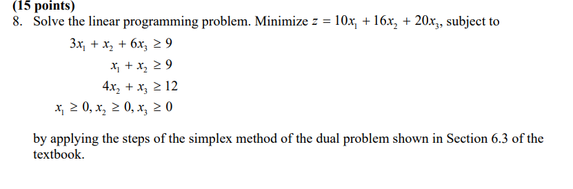 Solved Solve the linear programming problem. Minimize | Chegg.com