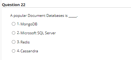Solved A Popular Document Databases Is 1. MongoDB 2. | Chegg.com