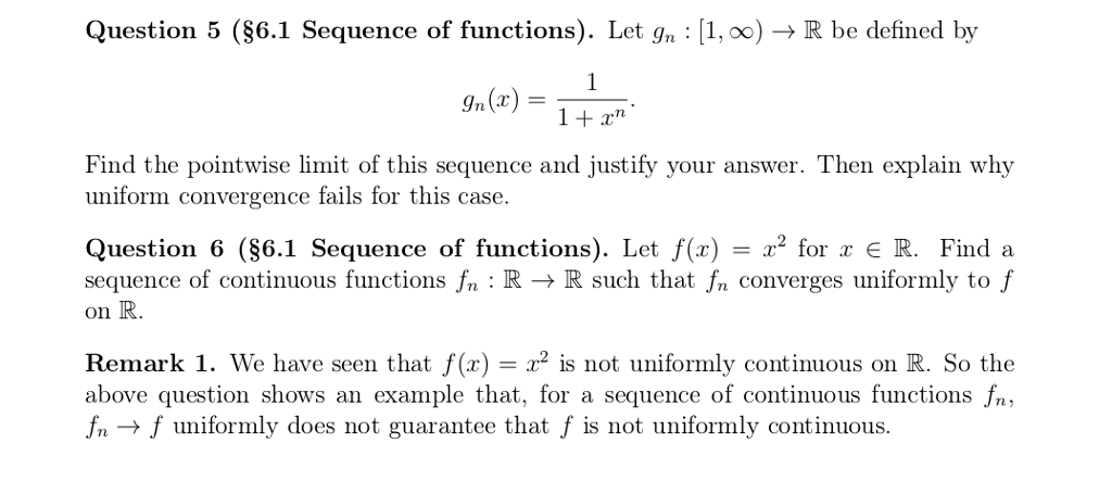 Solved Question S Sequence Of Functions Let Gn Oo R Chegg Com
