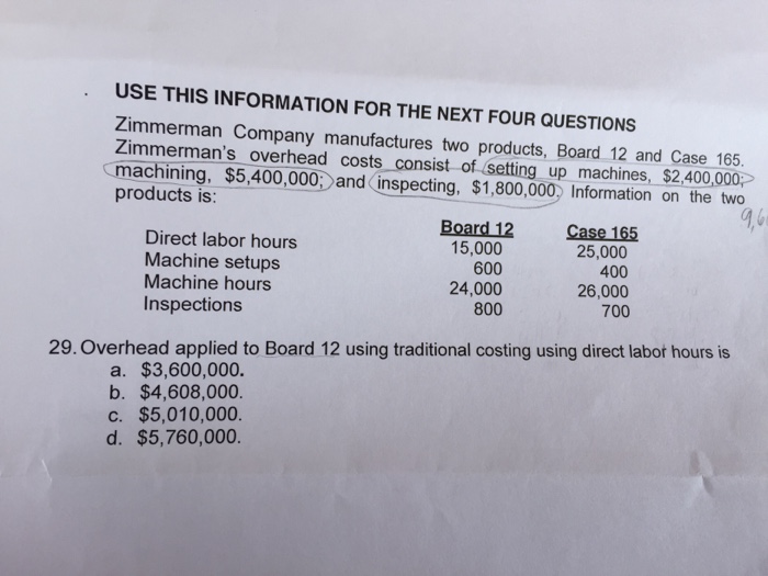 Solved Zimmerman company manufactures two products, Board 12