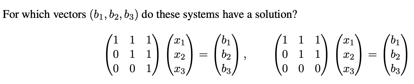 Solved For Which Vectors (b1,b2,b3) Do These Systems Have A | Chegg.com