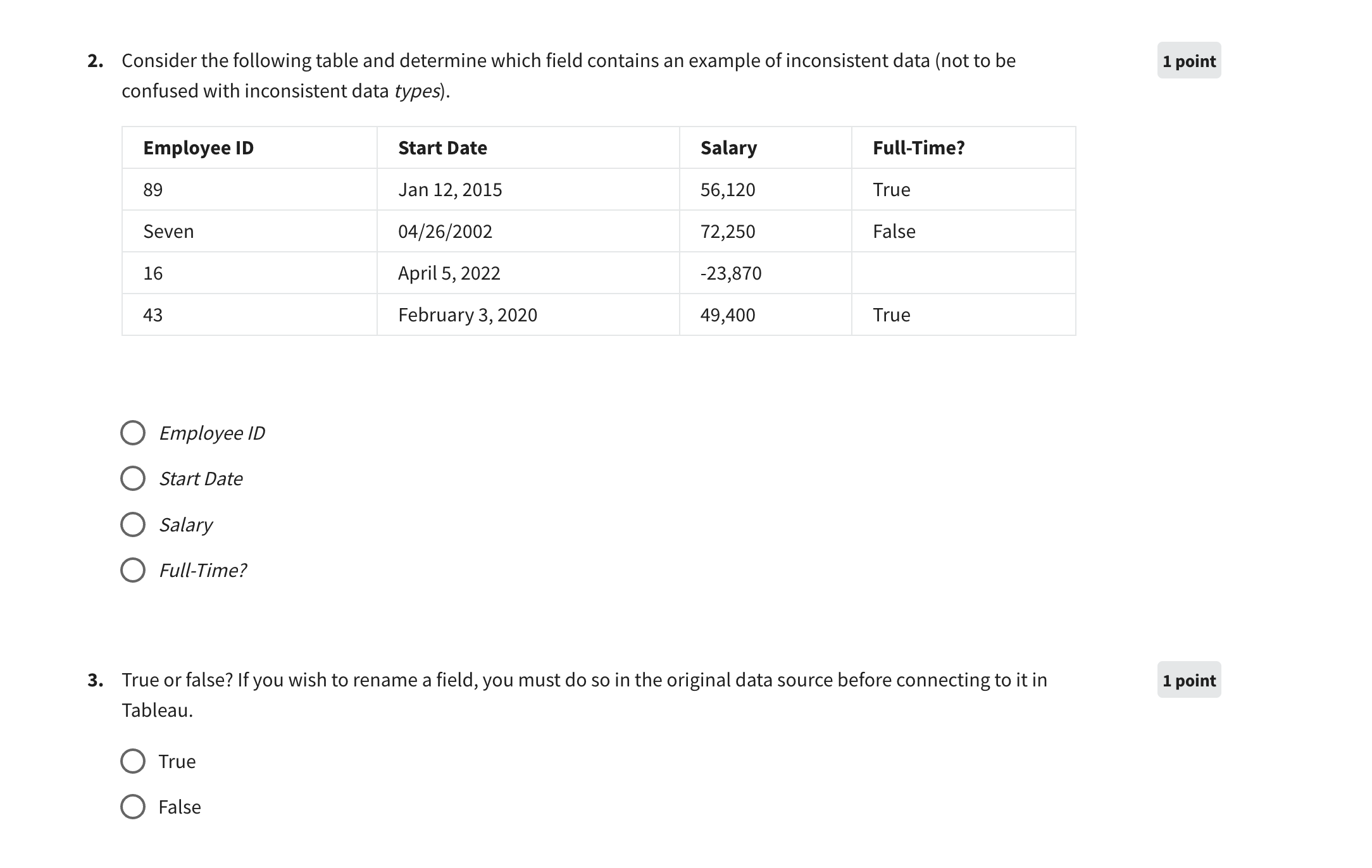 Solved Consider the following table and determine which | Chegg.com