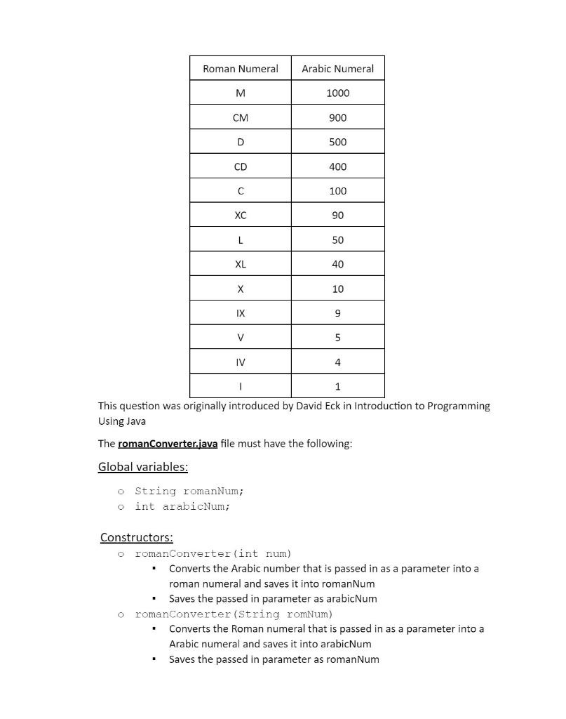 Solved You will be creating a romanConverter.java file that | Chegg.com
