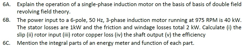 Solved 6A. Explain the operation of a single-phase induction | Chegg.com