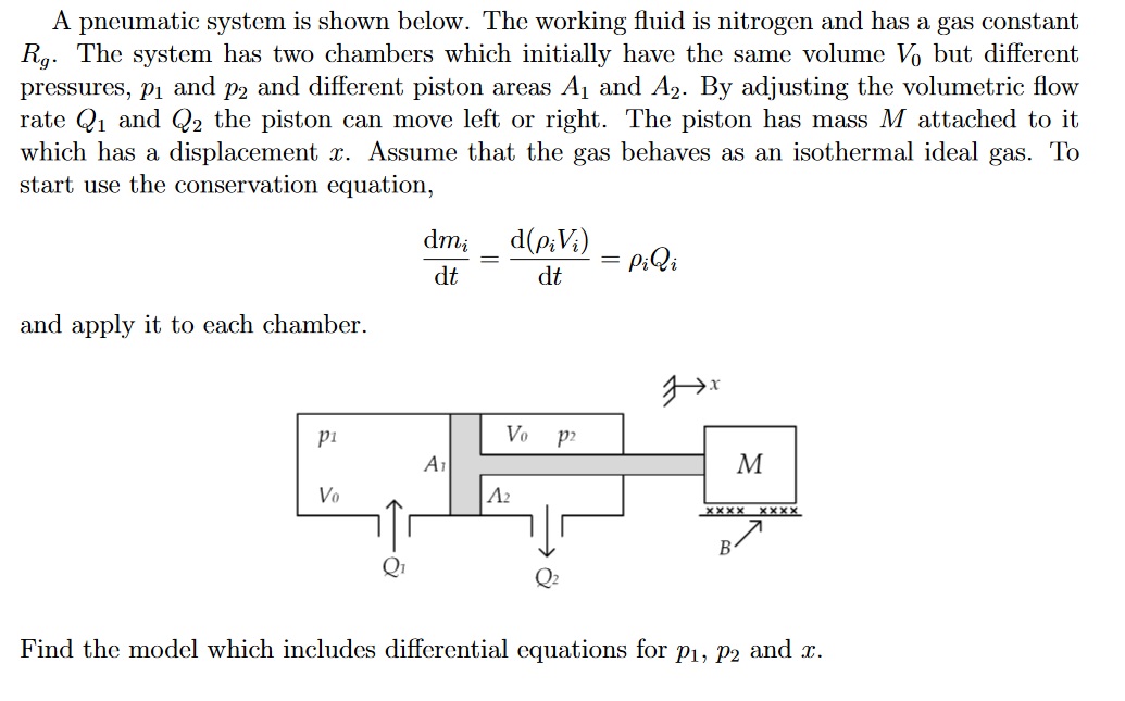 Solved A pneumatic system is shown below. The working fluid
