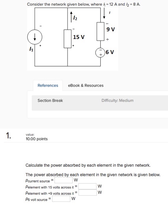 Solved Consider the network given below, where h 12 A and 2 | Chegg.com