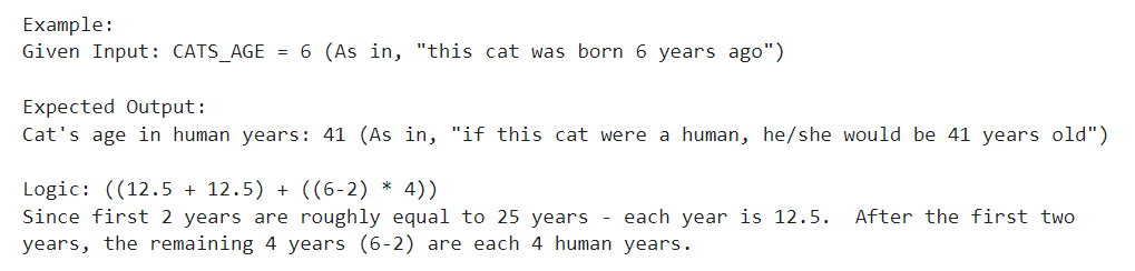 Write a Python program to convert a cat's age to the | Chegg.com