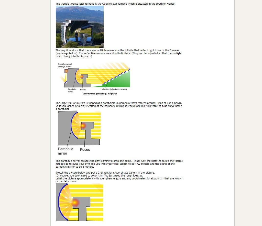Solved The world's largest solar furnace is the Odeillo | Chegg.com