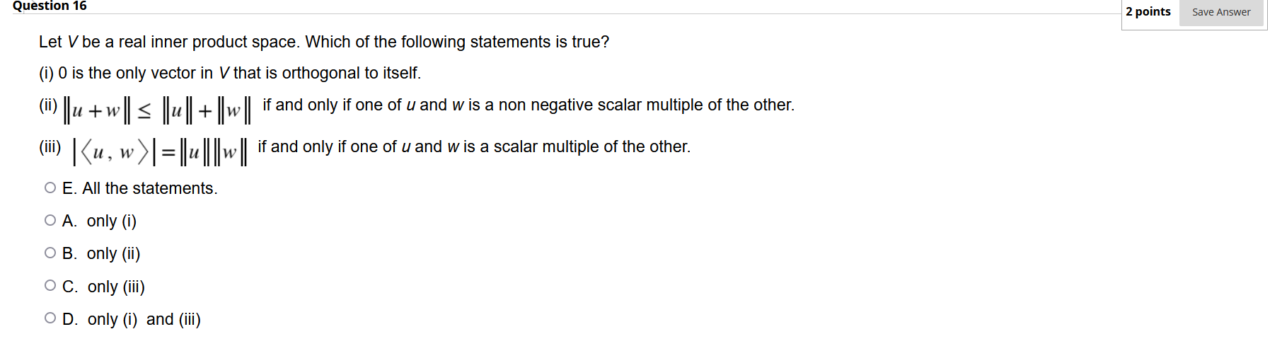 Solved Question 16 2 points Save Answer Let V be a real | Chegg.com