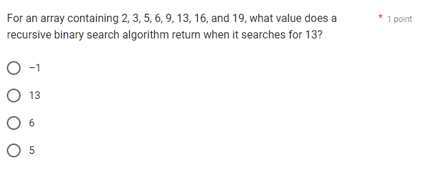 Solved For an array containing 2,3,5,6,9,13,16, and 19 , | Chegg.com