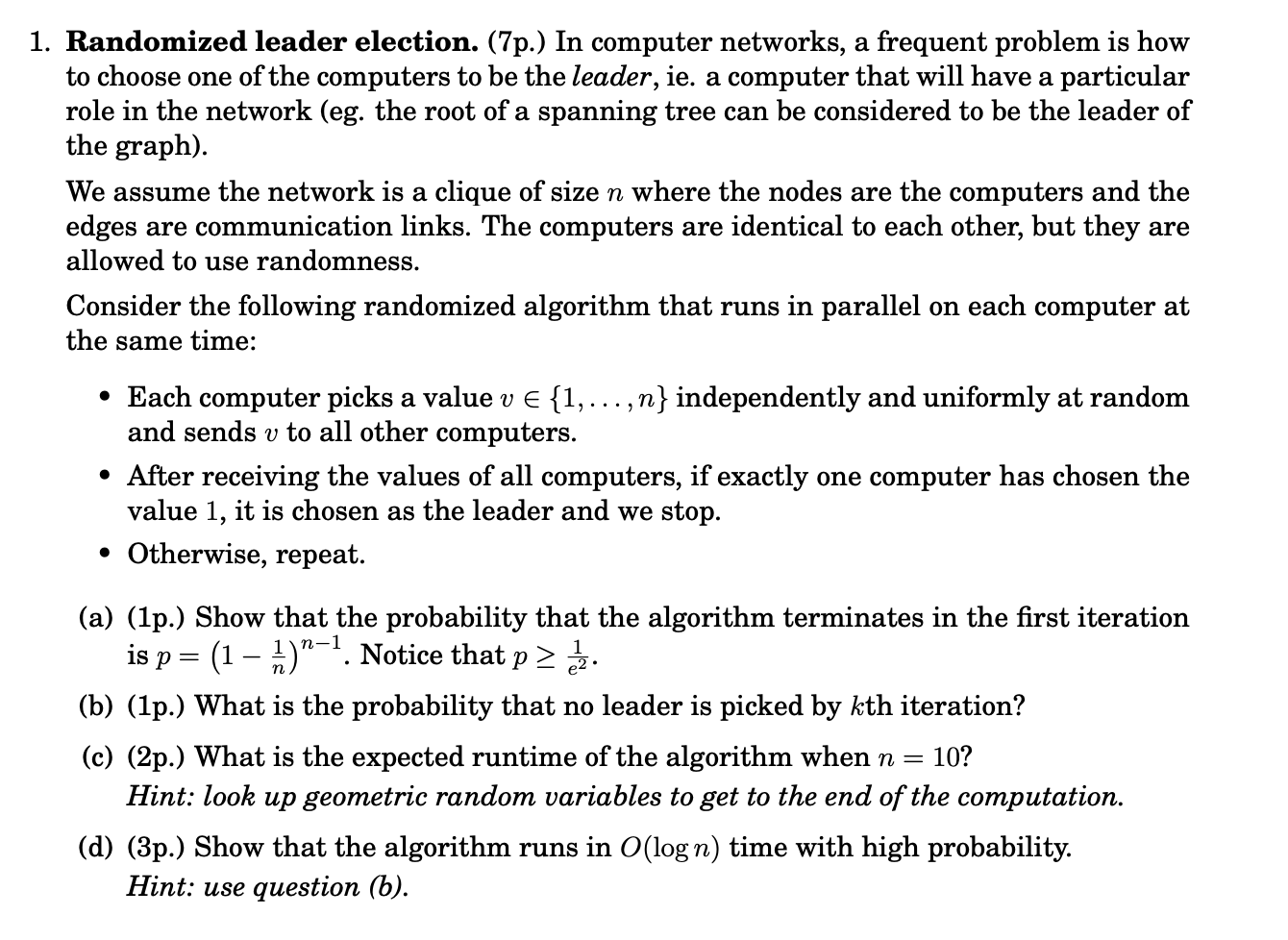 Randomized leader election. (7p.) In computer | Chegg.com
