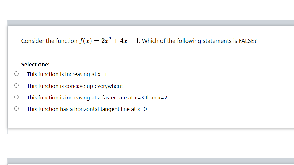 Solved Consider The Function F X 2x2 4x 1 Which Of