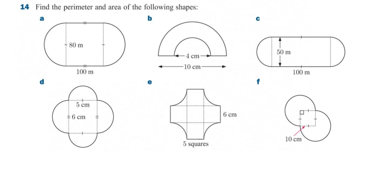 Solved 14 Find The Perimeter And Area Of The Following | Chegg.com