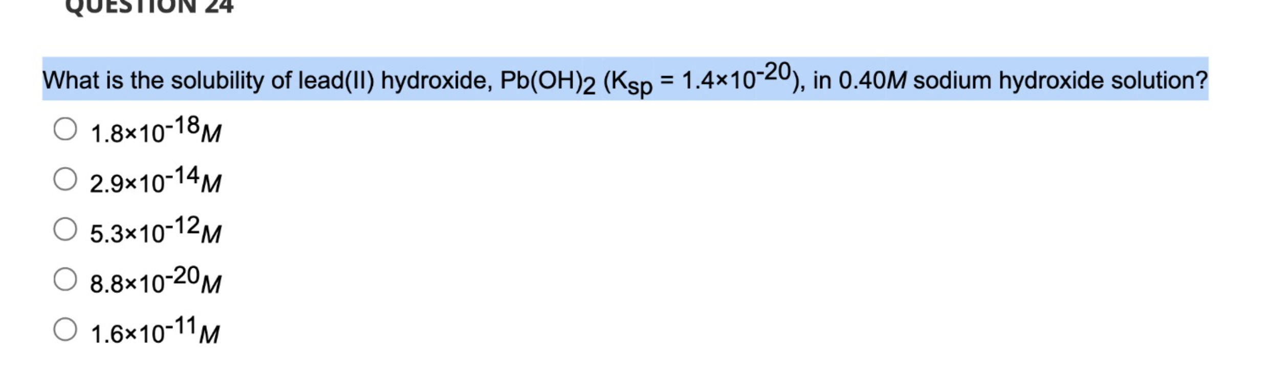 Solved What is the solubility of lead(II) hydroxide,