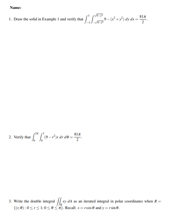 Solved Calculus-III Double Integrals in Polar Coordinates We | Chegg.com