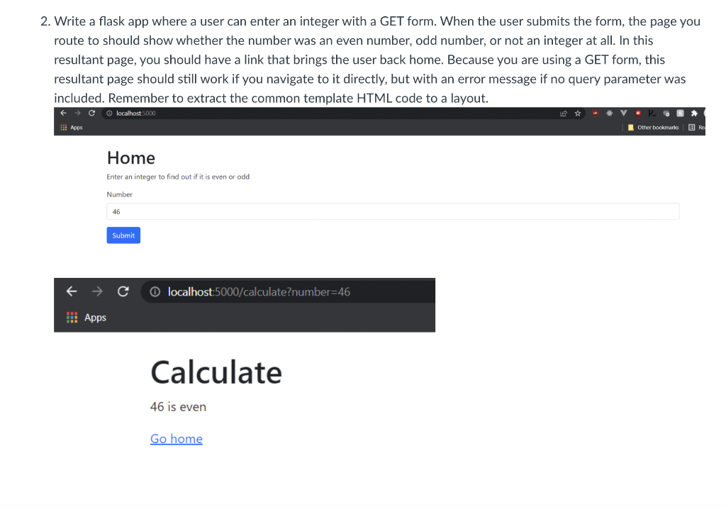 Solved 2. Write a flask app where a user can enter an | Chegg.com