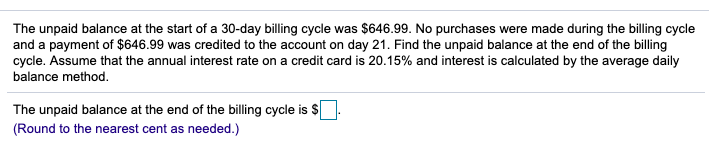 solved-the-unpaid-balance-at-the-start-of-a-30-day-billing-chegg